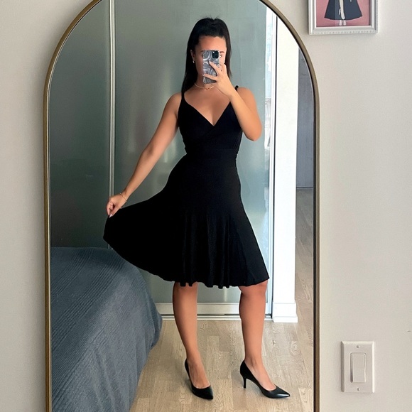 Three Dots Black Twist-Strap A-Line Dress (S) - Picture 1 of 4